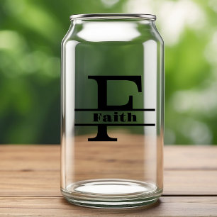 Minimalistischer Buchstabe F Monogramm und Individ Dosenglas