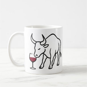 Minimalistischer Bull mit Tasse der Weingläser