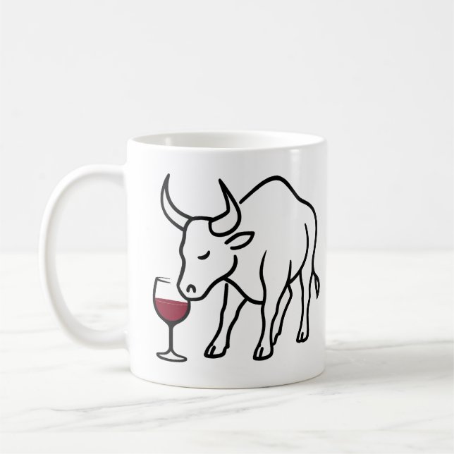 Minimalistischer Bull mit Tasse der Weingläser (Links)