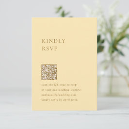 Minimalistischer Buttergelber QR-Code Moderne Hoch RSVP Karte