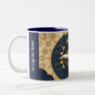 Minimalistischer Café au Lait französischer Typogr Zweifarbige Tasse
