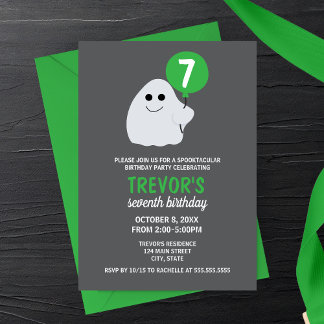 Minimalistischer Cartoon Ghost Geburtstagsparty Ei Einladung
