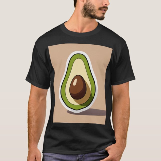 Minimalistischer Cartoon Half Avocado Sticker T-Shirt (Vorderseite)
