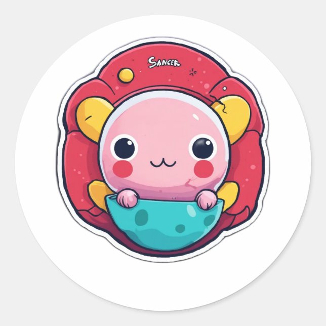 "Minimalistischer Cartoon-Krebsaufkleber - einfach Runder Aufkleber (Vorderseite)