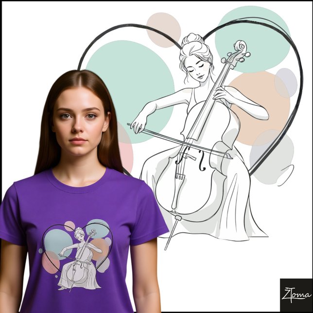 Minimalistischer Cellospieler Pastell-Herz-Skizze T-Shirt (Von Creator hochgeladen)