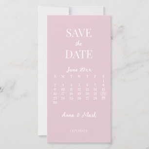 Minimalistischer Champagner Rosa Kalender Save The Date