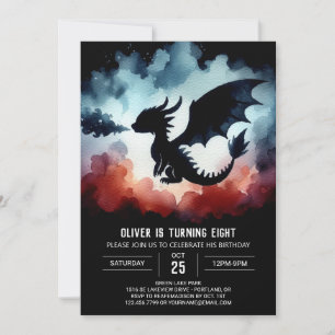 Minimalistischer charmanter Drache Geburtstag indi Einladung