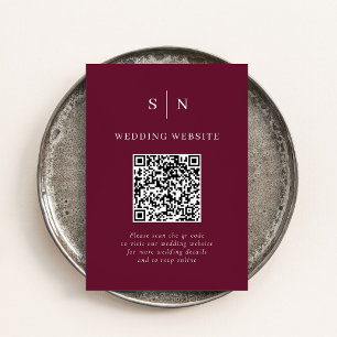 Minimalistischer Chic Burgunder scannbarer QR-Co Begleitkarte