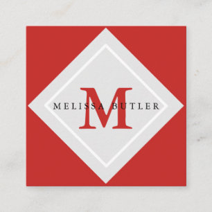 Minimalistischer Chic-graues und rotes modernes Quadratische Visitenkarte