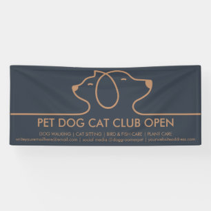 Minimalistischer Chic-Line-Hund- und Katzen-Logo Banner