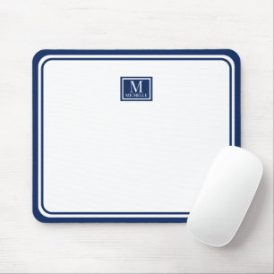 Minimalistischer Chic Navy Blaues Monogramm Doppel Mousepad