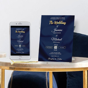 Minimalistischer Chic Navy & Gold Schriftzug Elega Einladung