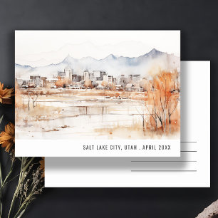 Minimalistischer Chic Salt Lake City Utah Aquarell Postkarte