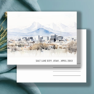 Minimalistischer Chic Salt Lake City Utah Aquarell Postkarte