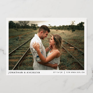 Minimalistischer Chic Save The Date Hochzeitsfoto Folieneinladung