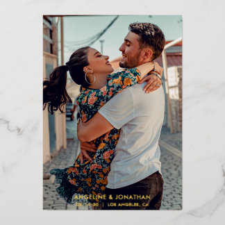 Minimalistischer Chic Save The Date Hochzeitsfoto Folieneinladung
