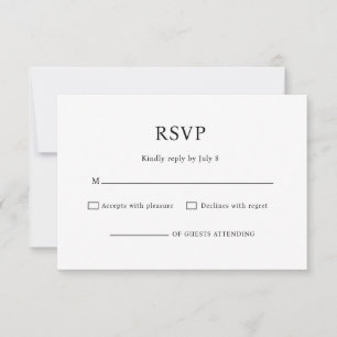 Minimalistischer Chic Schwarz-Weiß-Hochzeits-RSVP RSVP Karte