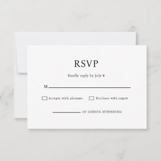 Minimalistischer Chic Schwarz-Weiß-Hochzeits-RSVP RSVP Karte