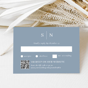 Minimalistischer Chic Staubblau Traditionell und RSVP Karte