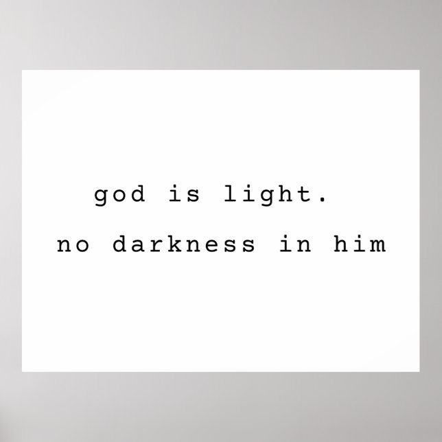 Minimalistischer christlicher Poster Gott ist Lich (Vorne)