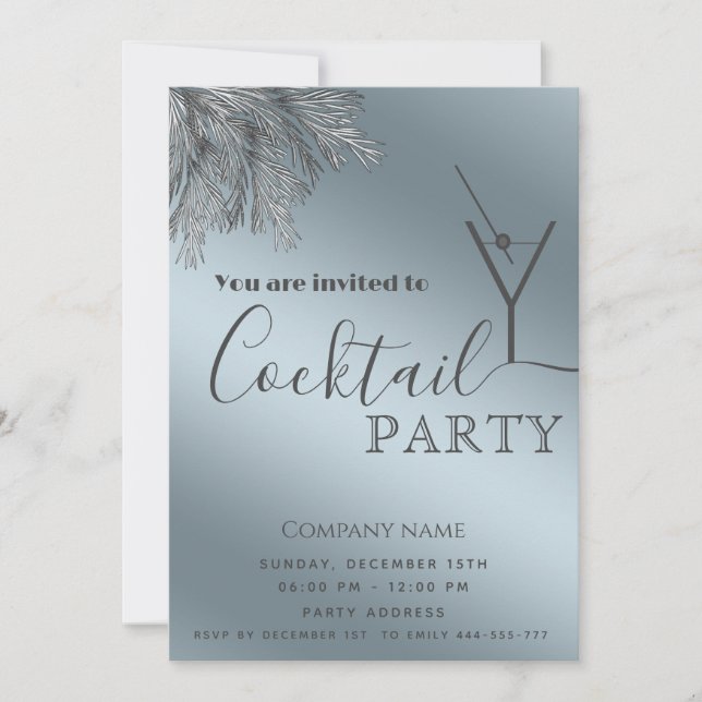 Minimalistischer Cocktail im Kiefernwald Party Wei Einladung (Vorderseite)