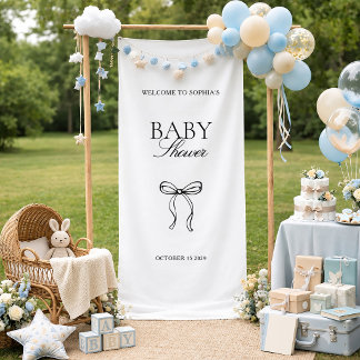 Minimalistischer Coquette-Schleifen-Baby-Shower-Wi Banner