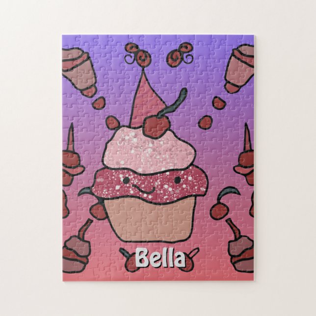 Minimalistischer Cupcake mit Kirsche und Sprinklen Puzzle (Vertikal)