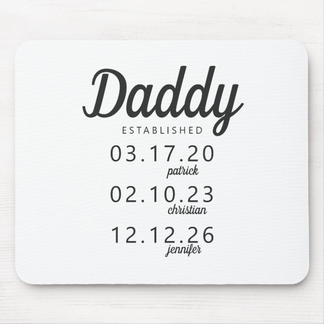 Minimalistischer Daddy als Geburtsname Mousepad (Vorne)