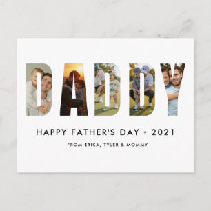 Minimalistischer DADDY-Foto-Collage Frohen Vaterta Postkarte