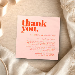 Minimalistischer Dank links Orange Pink Begleitkarte