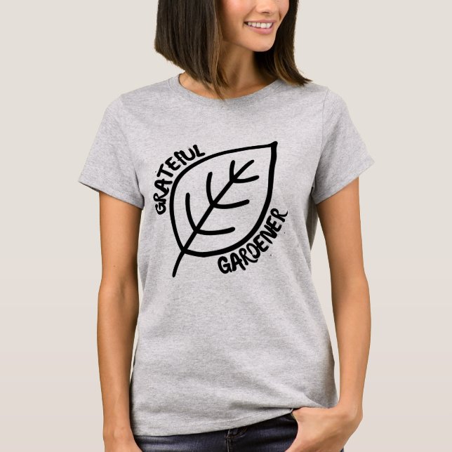 Minimalistischer dankbarer Gärtner handgezeichnete T-Shirt (Vorderseite)