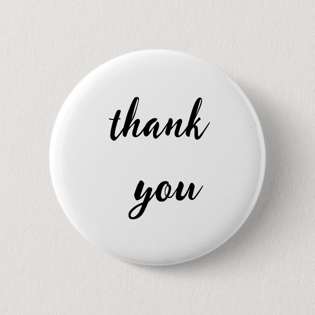 Minimalistischer Danke-Button-Abzeichen – Schwarze Button (Vorderseite)