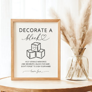 Minimalistischer Dekorieren Sie einen Block Baby S Poster