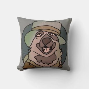Minimalistischer Dog GrandPa mit Coolem Hut Funn Kissen