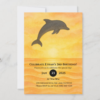 Minimalistischer Dolphin Sand Geburtstag Einladung
