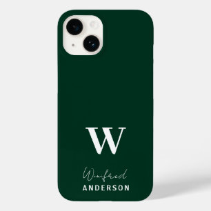 Minimalistischer dunkelgrüner Monogram-Individuell Case-Mate iPhone 14 Hülle