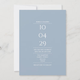 Minimalistischer Dusty Blue Wedding Date QR Code Einladung