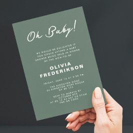 Minimalistischer Dusty Green Baby Shower QR Code Einladung