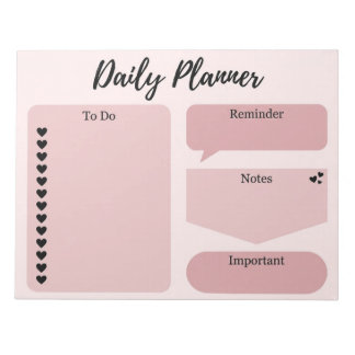 Minimalistischer Dusty-Pink-Herz-Tagesplaner-Notiz Notizblock