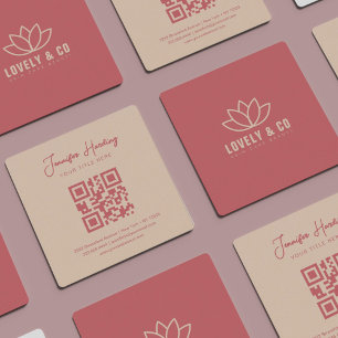 Minimalistischer Dusty Rose Cream Schönheits-QR-Co Quadratische Visitenkarte