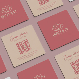 Minimalistischer Dusty Rose Cream Schönheits-QR-Co Quadratische Visitenkarte