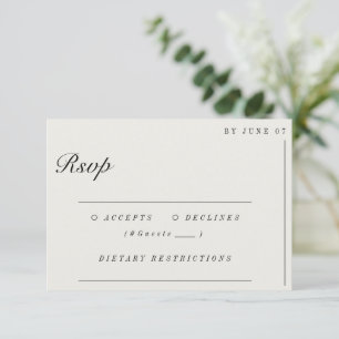 Minimalistischer Ecru-Weißer Hochzeits-RSVP im Sti RSVP Karte