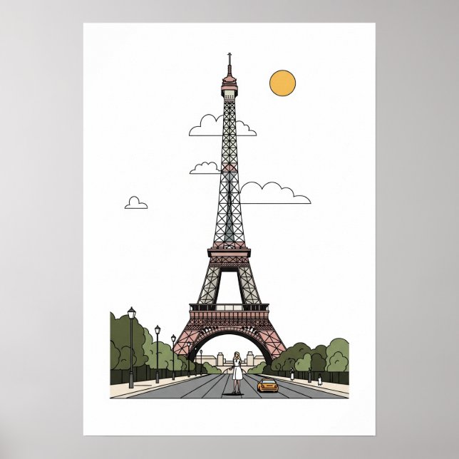 Minimalistischer Eiffelturm Paris Poster (Vorne)