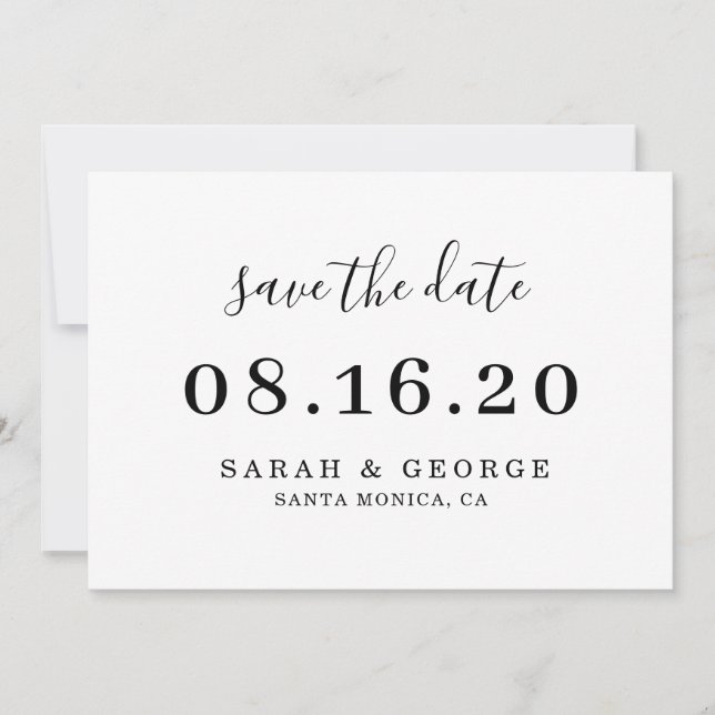 Minimalistischer einfacher Chic Save the Date Einladung (Vorderseite)