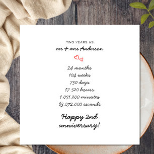 Minimalistischer Einfacher Herz 2. Hochzeitstag Karte