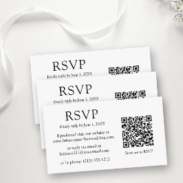 Minimalistischer einfacher QR-Code-Hochzeit-RSVP Begleitkarte