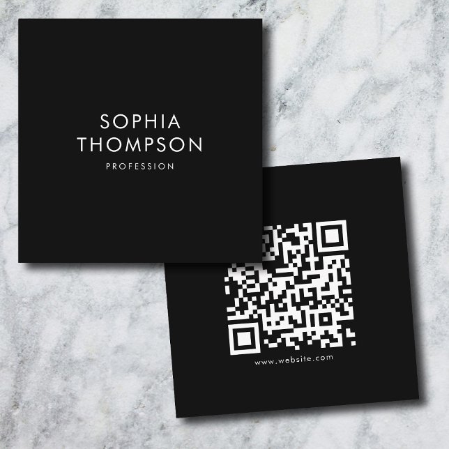 Minimalistischer, einfacher QR-Code Quadratische Visitenkarte (Black Minimalist Simple Bold QR Code Square Business Card)
