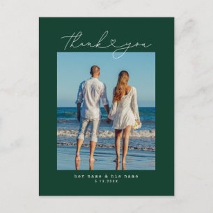 Minimalistischer einfacher Script-Herz-Hochzeitsti Postkarte