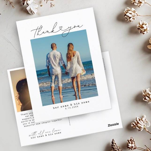 Minimalistischer einfacher Script-Herz-Hochzeitsti Postkarte (Von Creator hochgeladen)