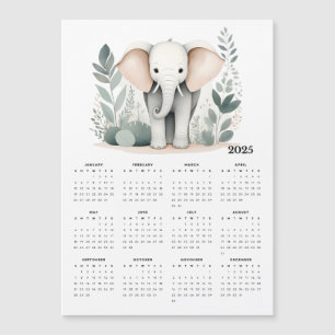 Minimalistischer Elefant Boho 2025 Magnetkalender Magnetkarte